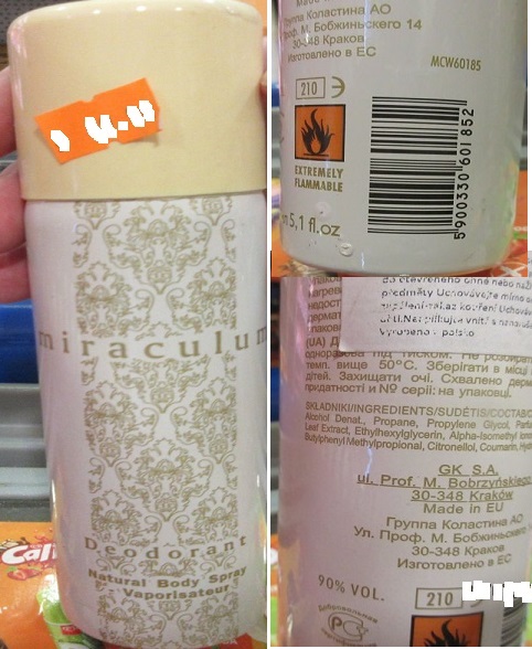 Deodorant miraculum, Natural Body Spray Vaporisateur: Fotografie