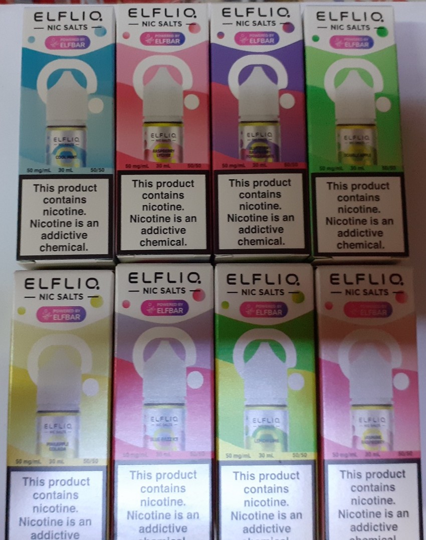 Náhradní náplň do elektronické cigarety ELFLIQ nic salts, Powered by ELFBAR, e-liquid, různé příchutě: Fotografie č. 1