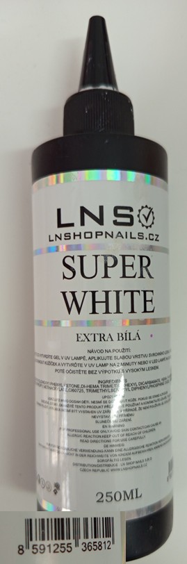 Gel na nehty LNS, LNSHOPNAILS.CZ, SUPER WHITE, EXTRA BÍLÁ: Fotografie