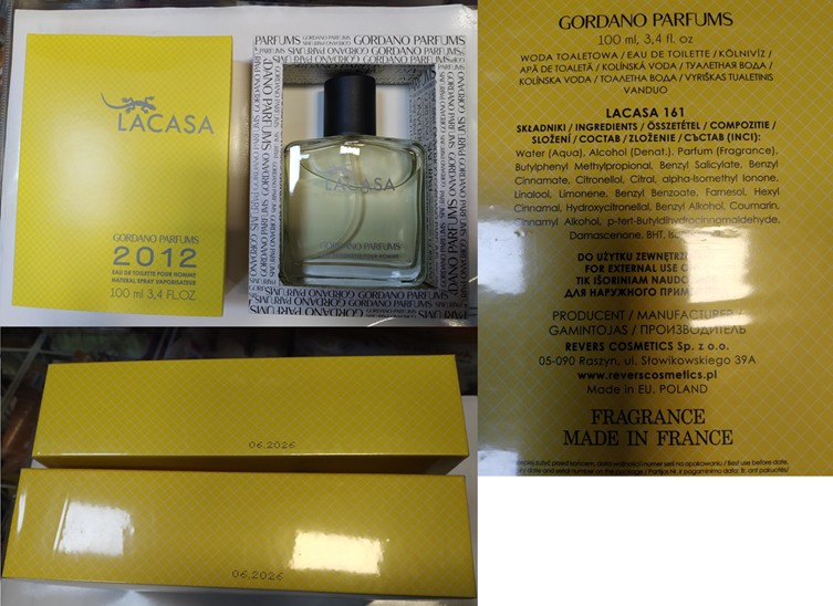Toaletní voda LACASA, GORDANO PARFUMS 2012, EAU DE TOILETTE POUR HOMME: Fotografie