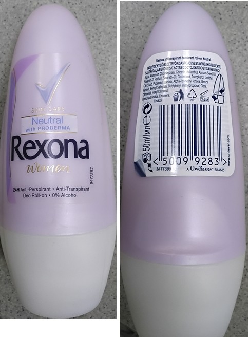 Antiperspirant Rexona women, SKIN CARE, Neutral with PRODERMA, 24H Anti-Perspirant/Anti-Transpirant: Fotografie